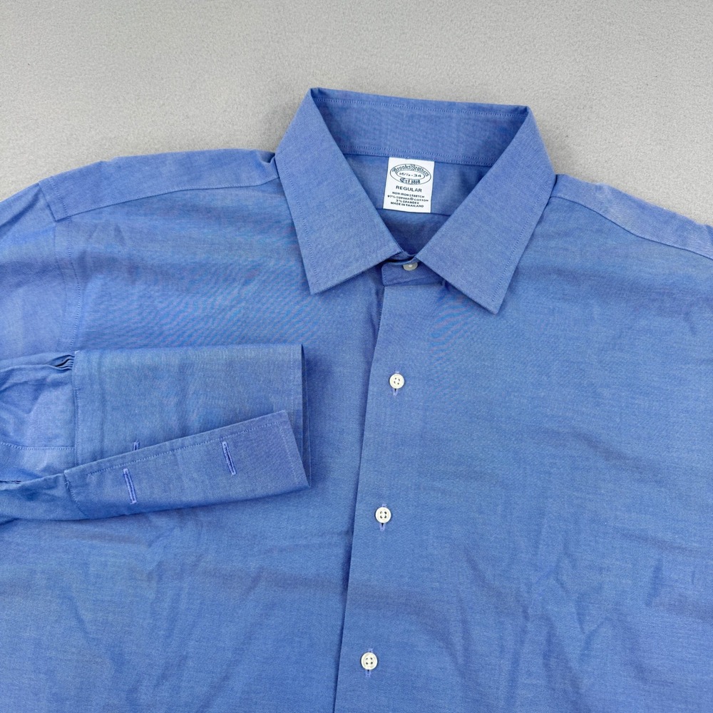 Brooks Brothers Regular Fit Long Sleeve Dress Shirt Men 16.5-34 Blue French Cuff